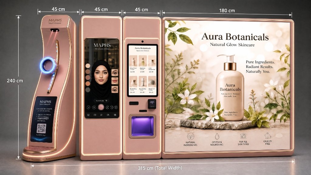 Full modular retail integration setup of the MAPHS Derma-AI Vision Station